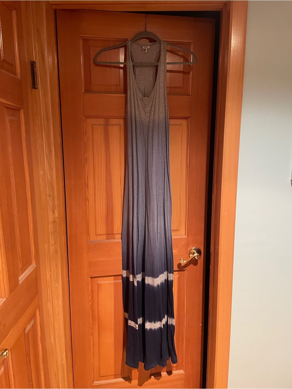 Sleeveless Blue Ombre Tie-Dye Maxi Dress